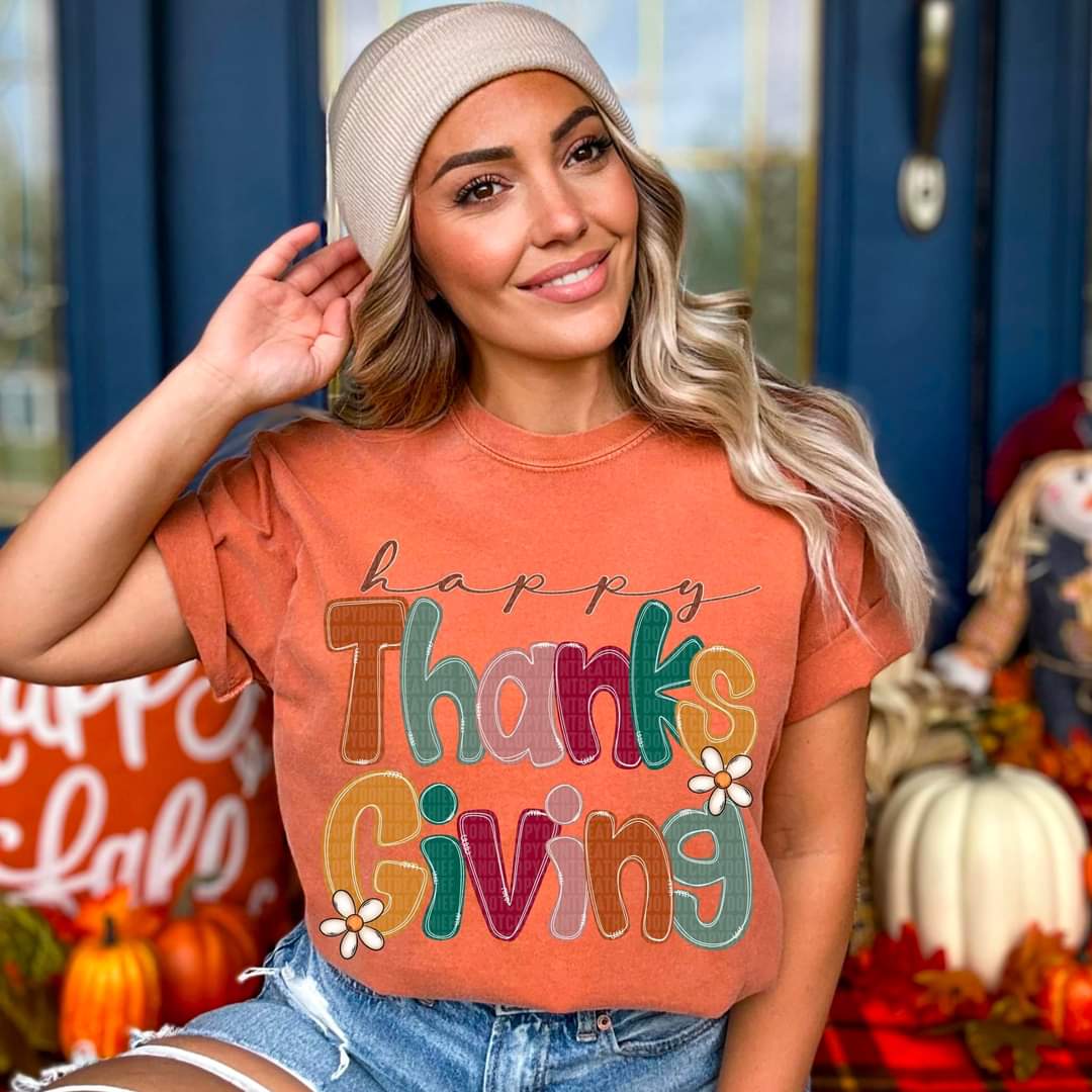 Happy Thanksgiving daisies SDD DTF transfer