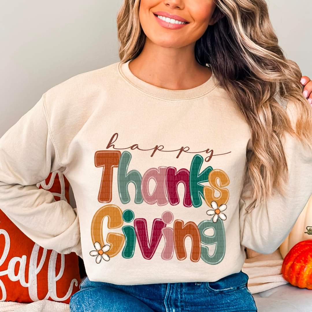 Happy Thanksgiving daisies SDD DTF transfer