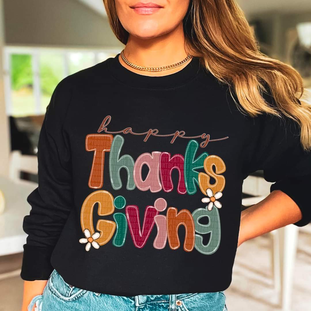 Happy Thanksgiving daisies SDD DTF transfer