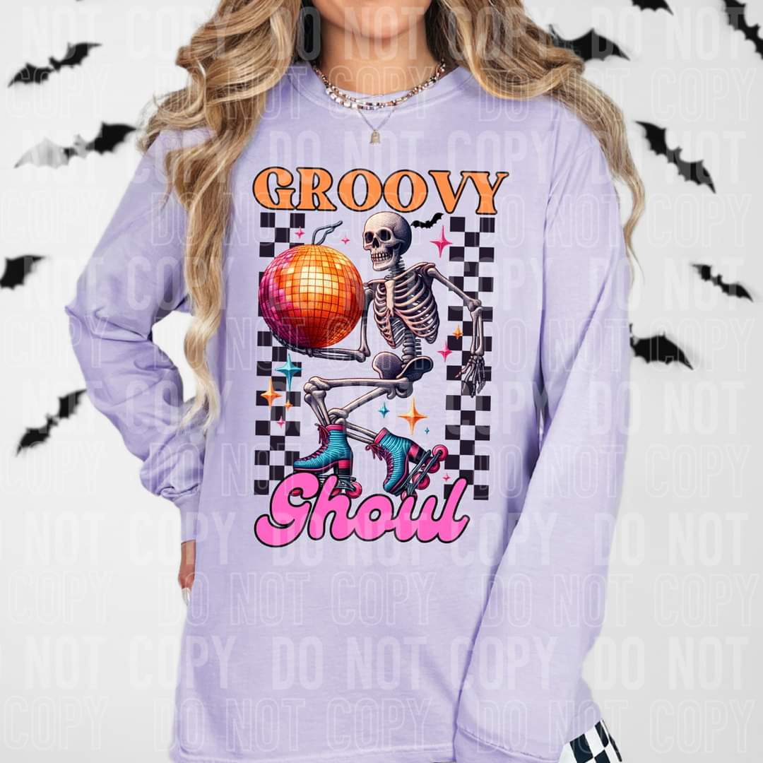 Groovy Ghoul skellie checkered SBB DTF transfer