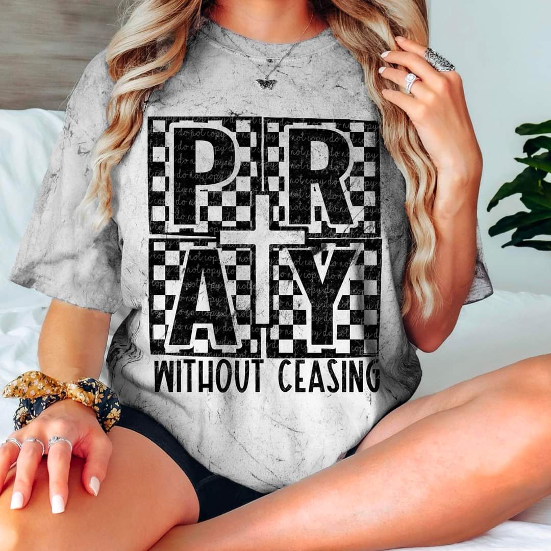 Pray without ceasing checkered 117271 DTF transfer