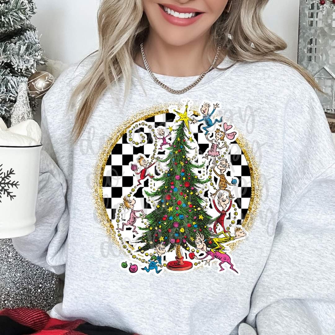 Seuss checkered circle parker DTF transfer