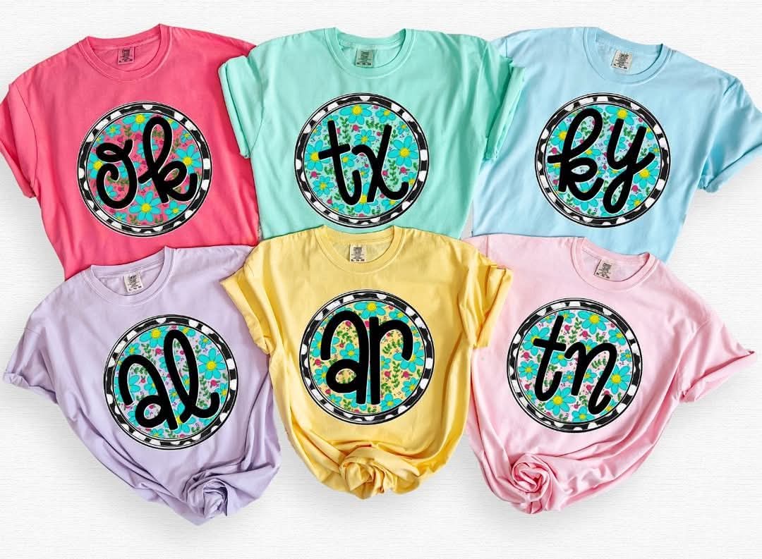 Spring floral States S&G choose your state and size DTF transfers