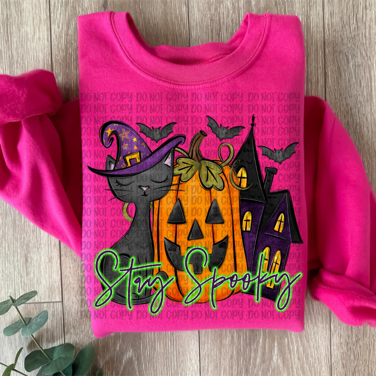 Stay Spooky with cat pumpkin and haunted house VP DTF transfer