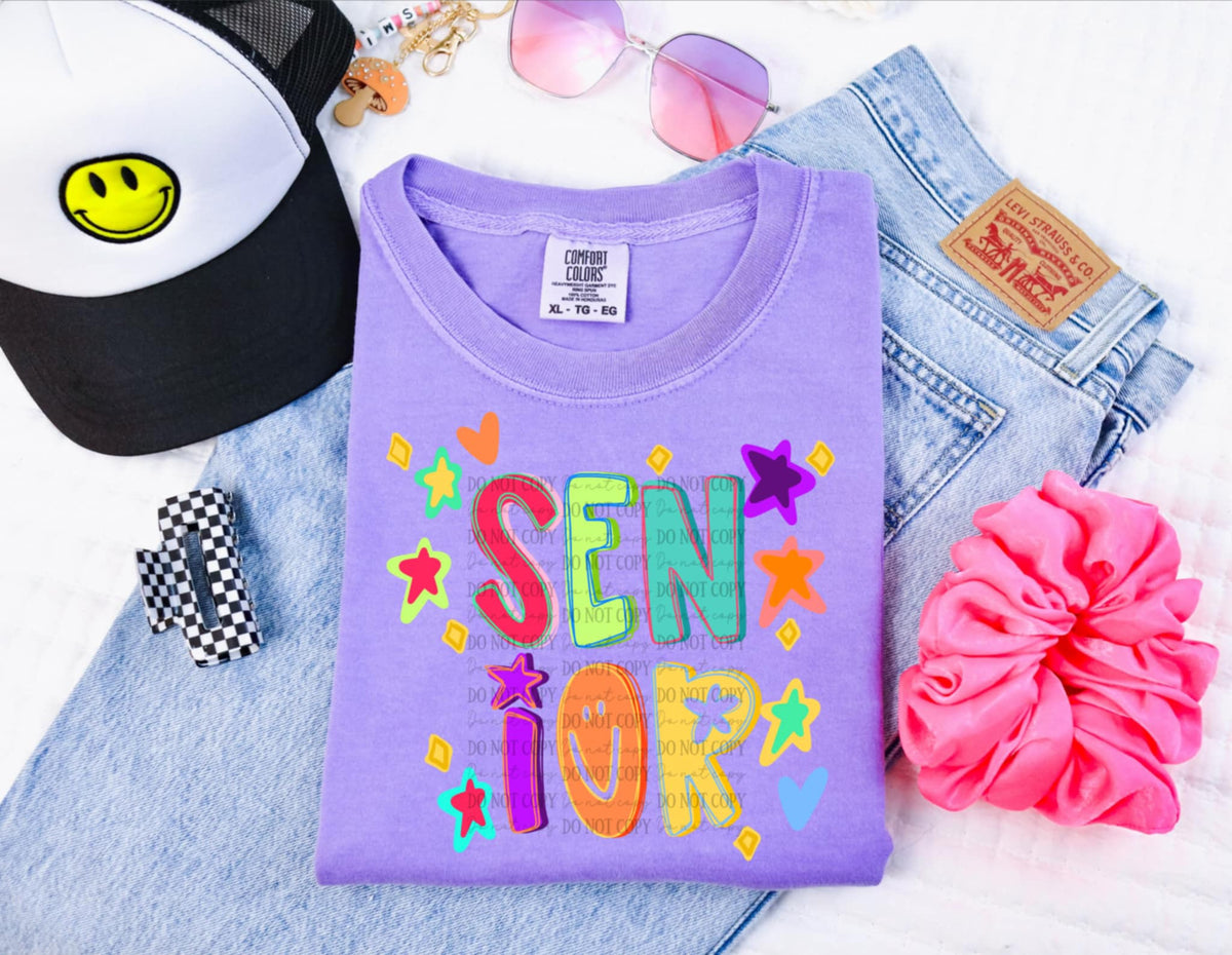 Senior colorful stars 107599 DTF transfer