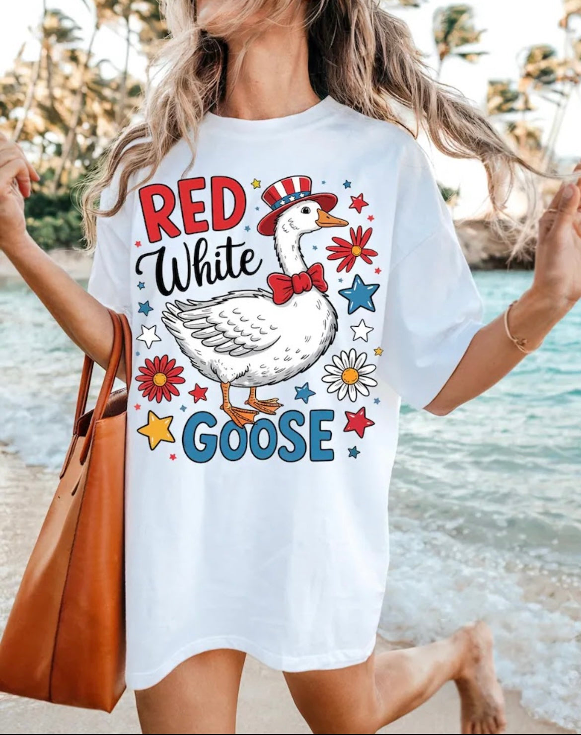 Red, white, goose 100383 DTF transfer