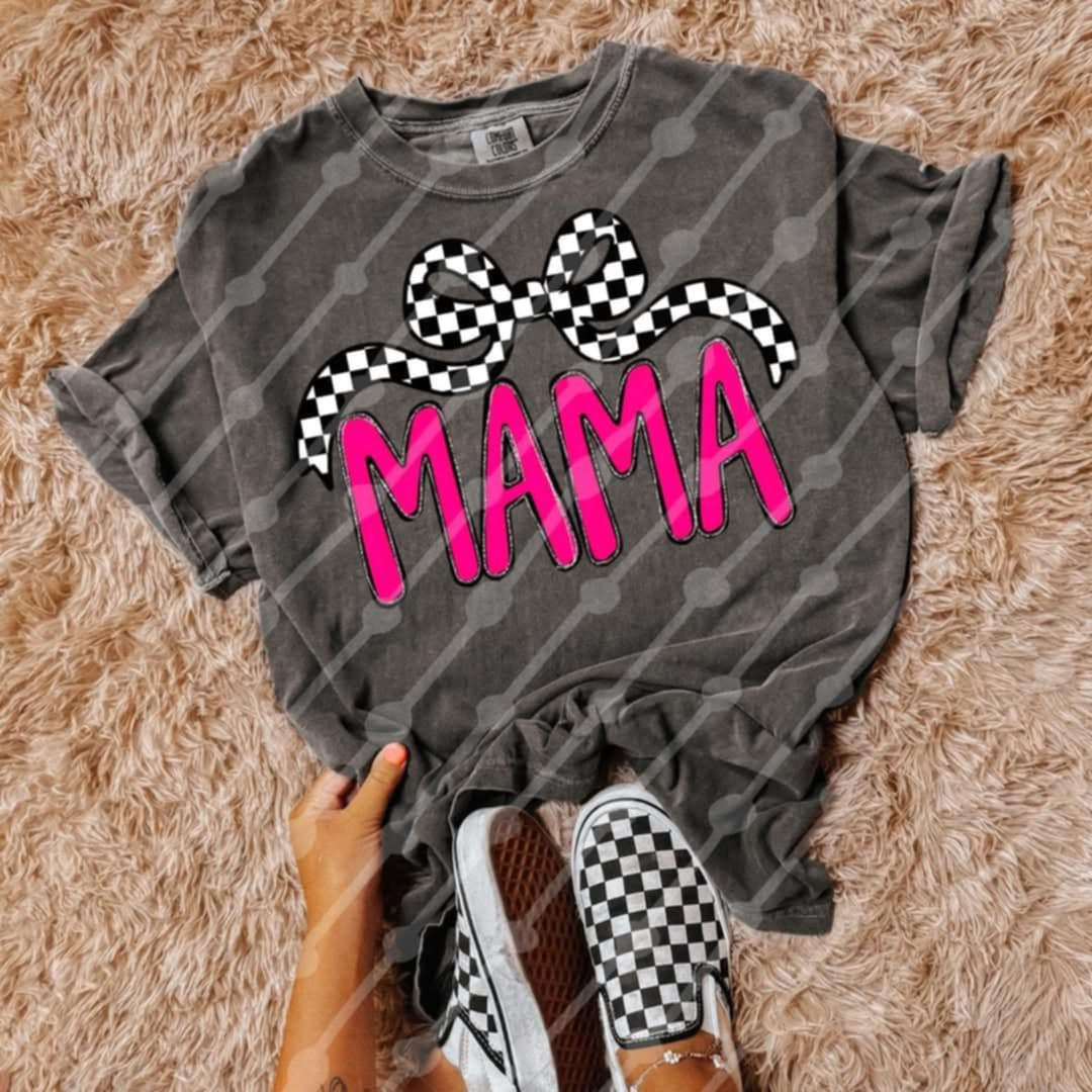 Mama checkered bow (JBD) 96566 DTF transfer