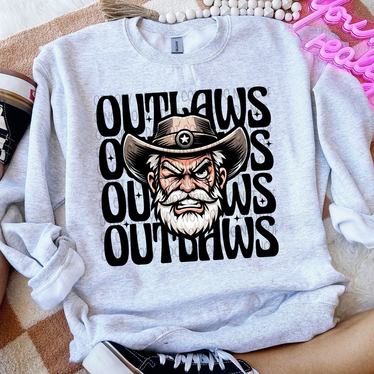 Outlaws stacked Winking Mascot SWD 49196  DTF transfer