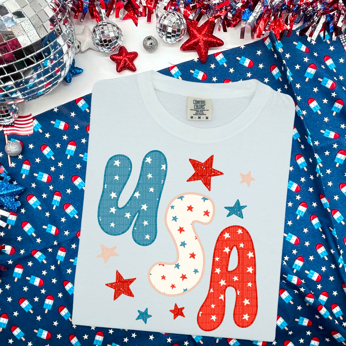 USA star filled 97659 DTF transfer