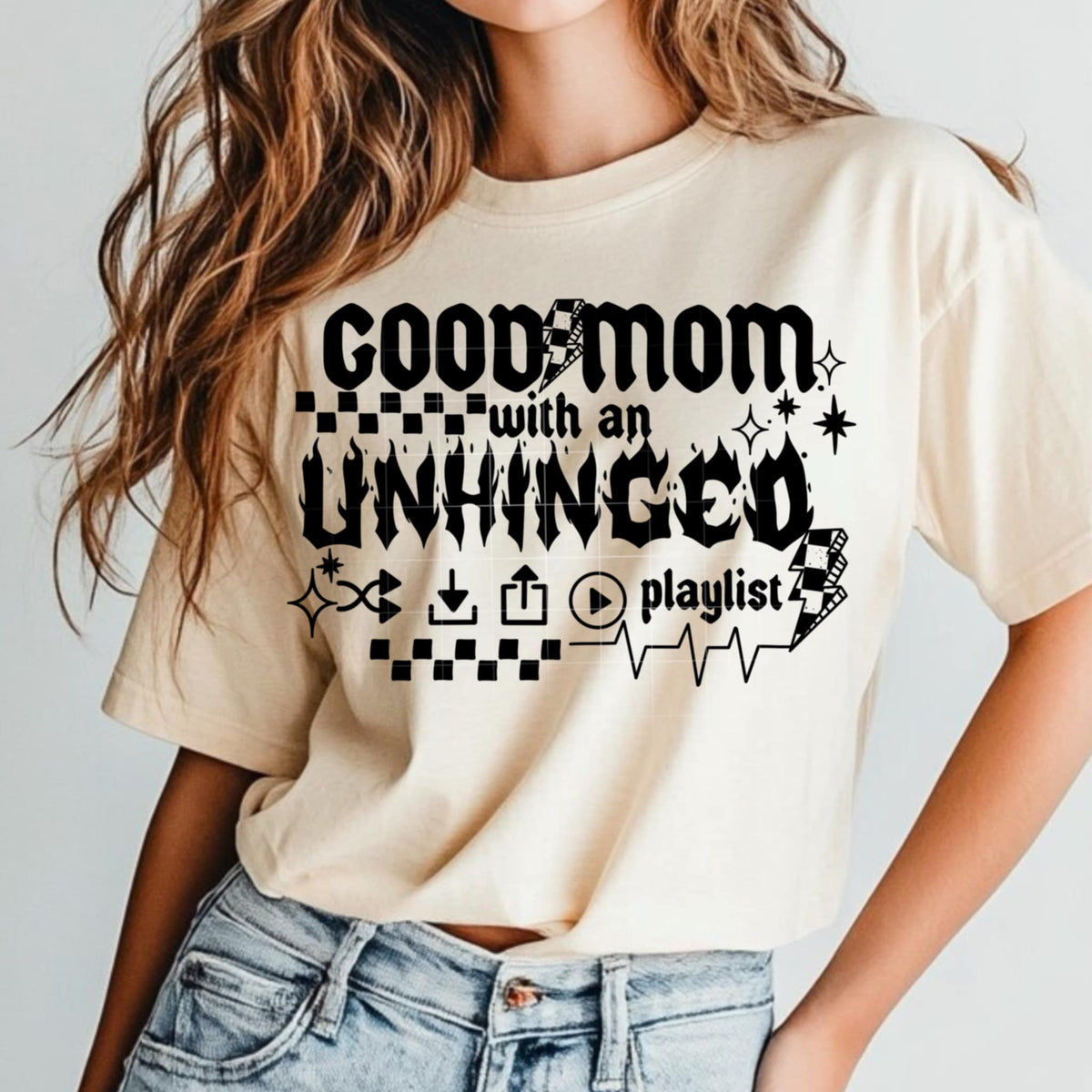 Good mom with an unhinged playlist BLACK (CSC) 85676 DTF transfer
