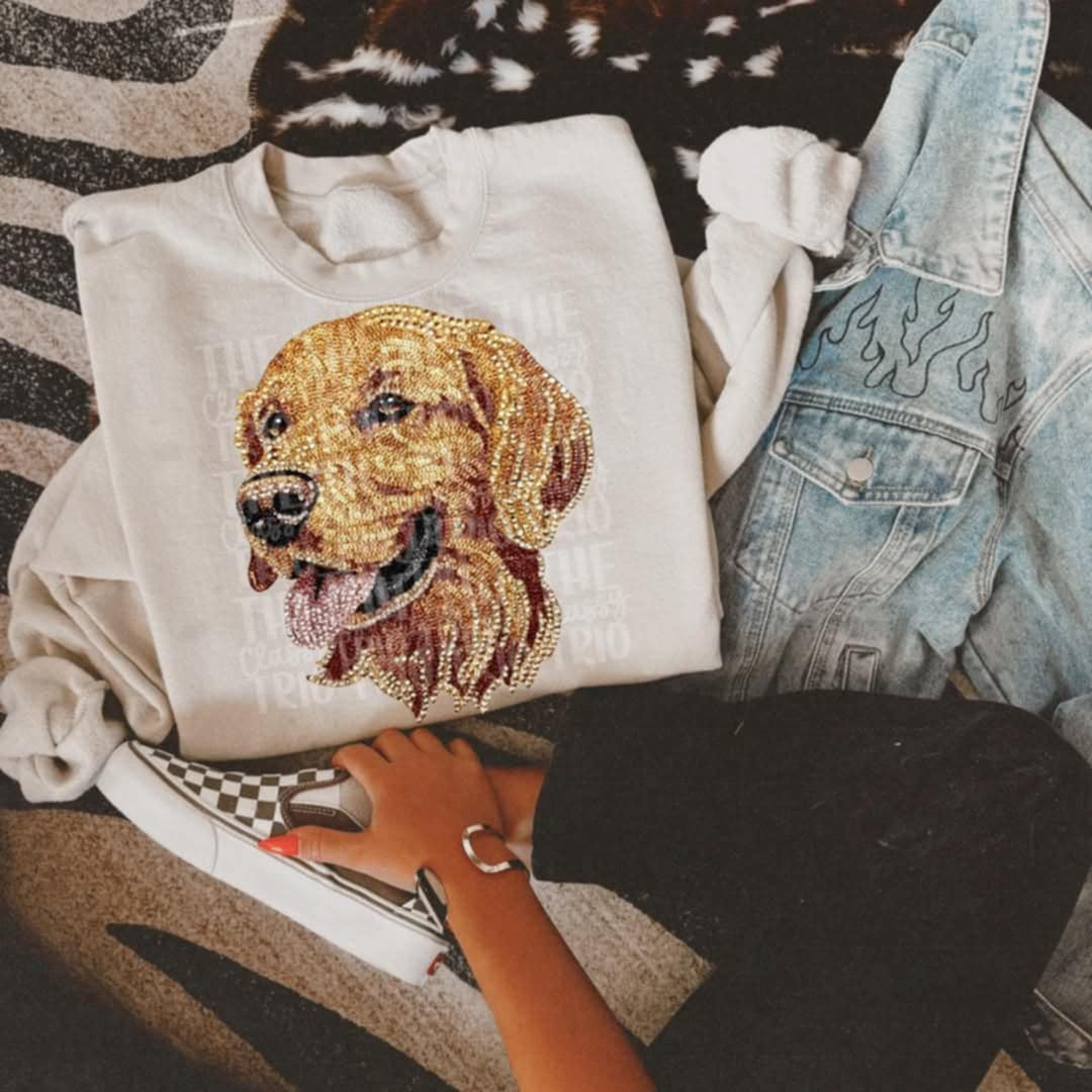 Rhinestone golden retriever (Classy) 95292 DTF transfer