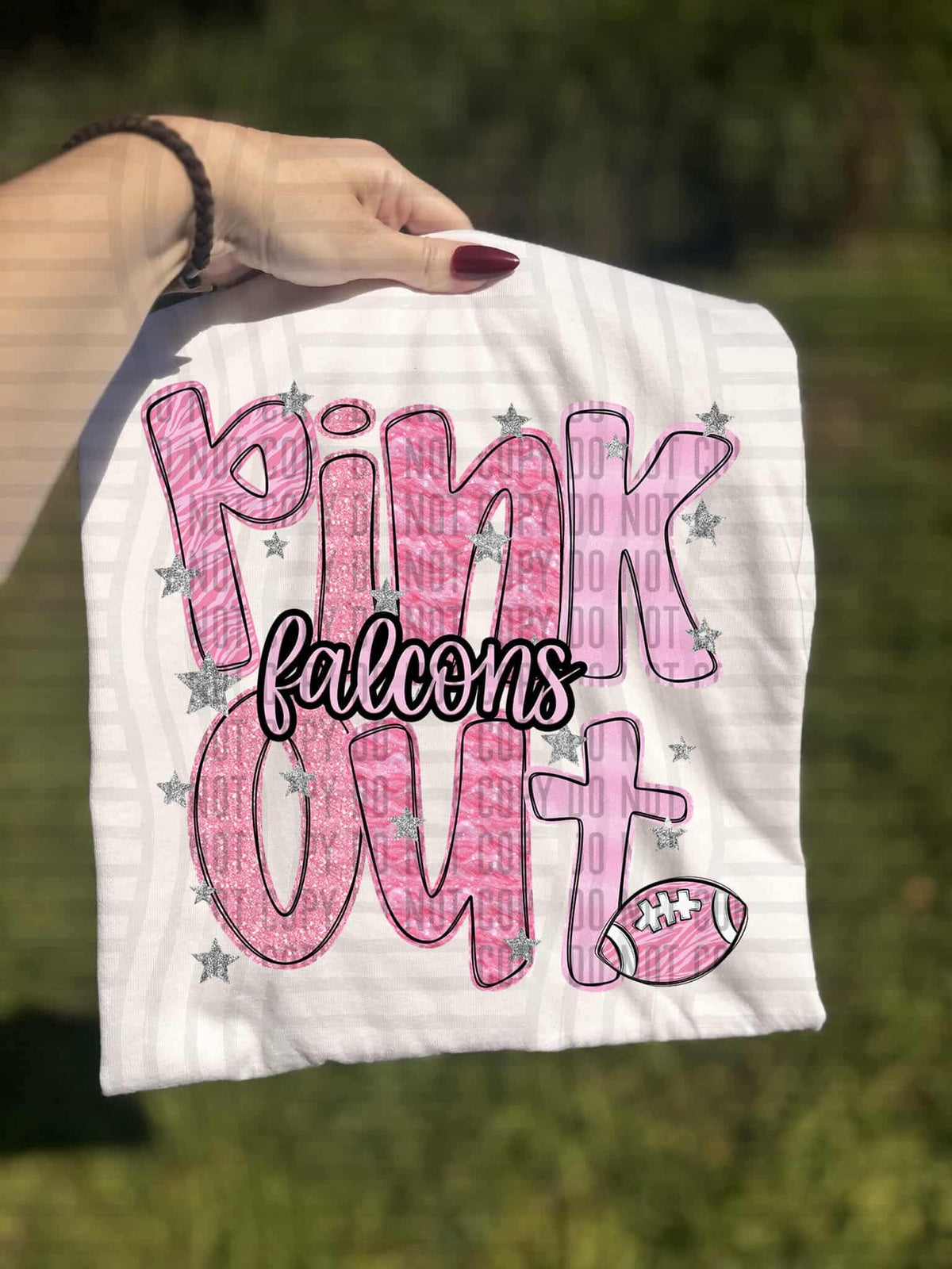 Pink out sparkles Falcons (Caplinger) DTF transfer