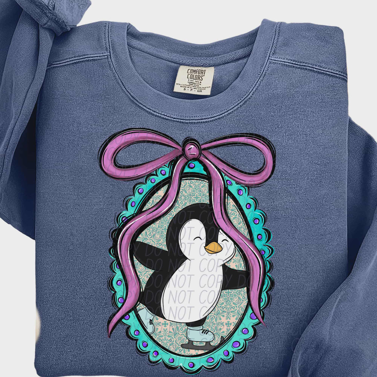 Penguin oval Frame (city) DTF transfer