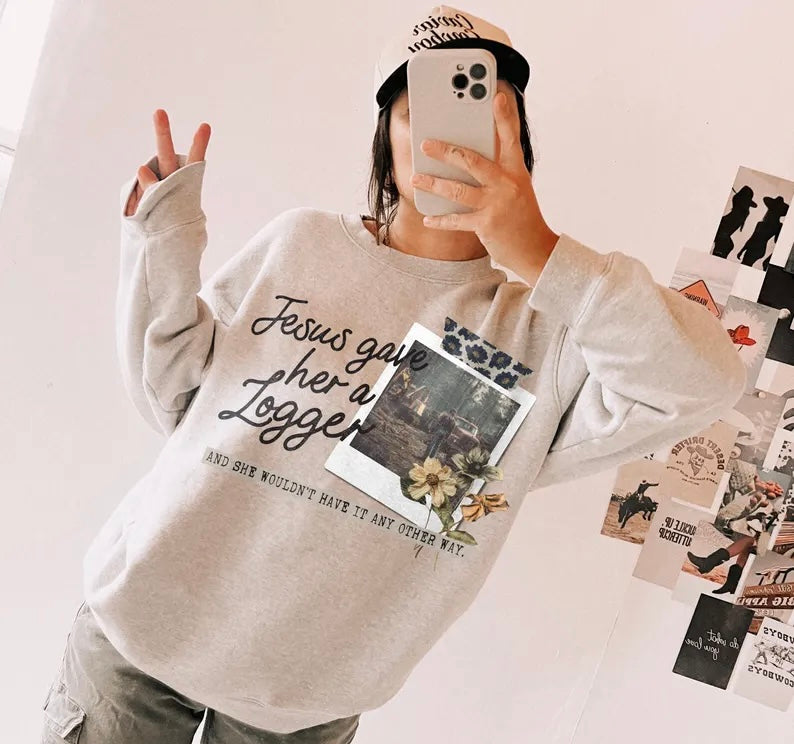 Jesus gave her a logger 98585 DTF transfer