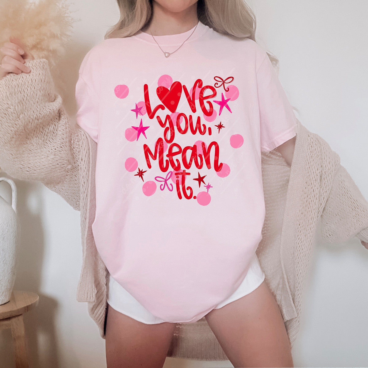 Love You Mean It dots DTF transfer