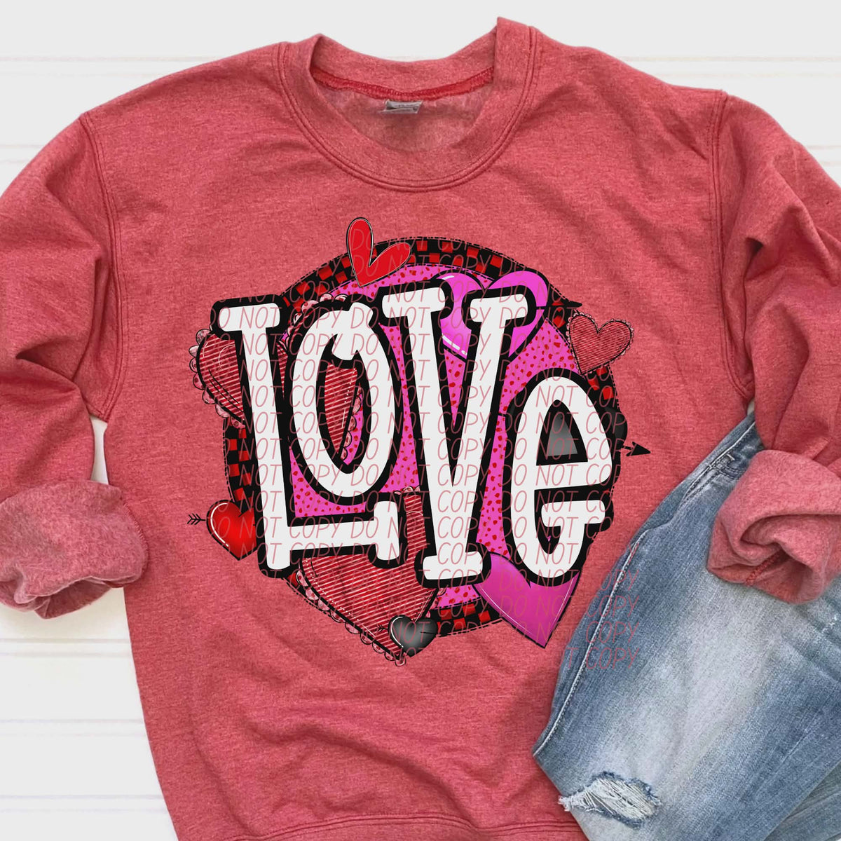 Love red and black checker circle (city) DTF transfer