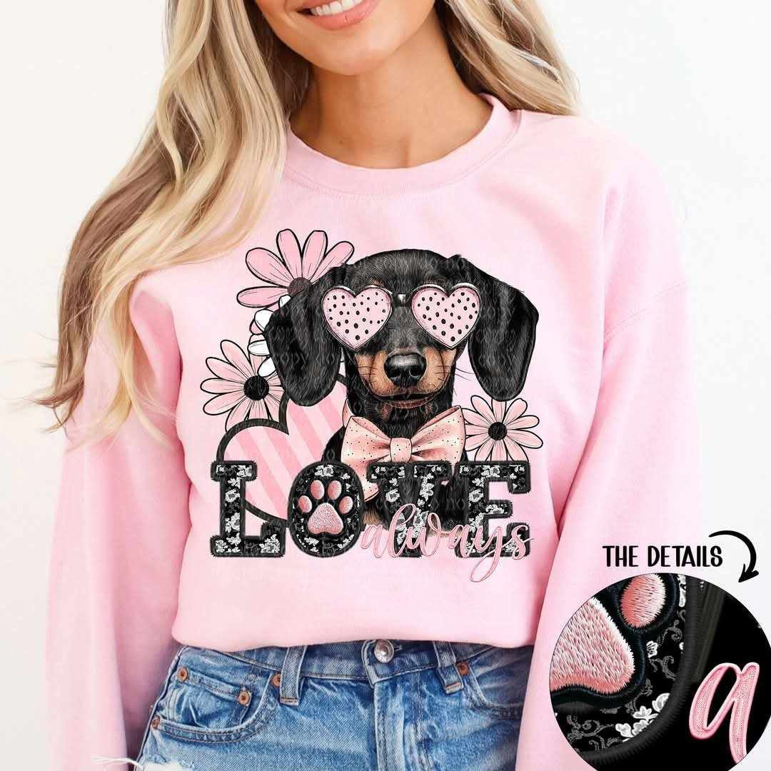 Love always black dachshund (TTD) 80801 DTF transfer
