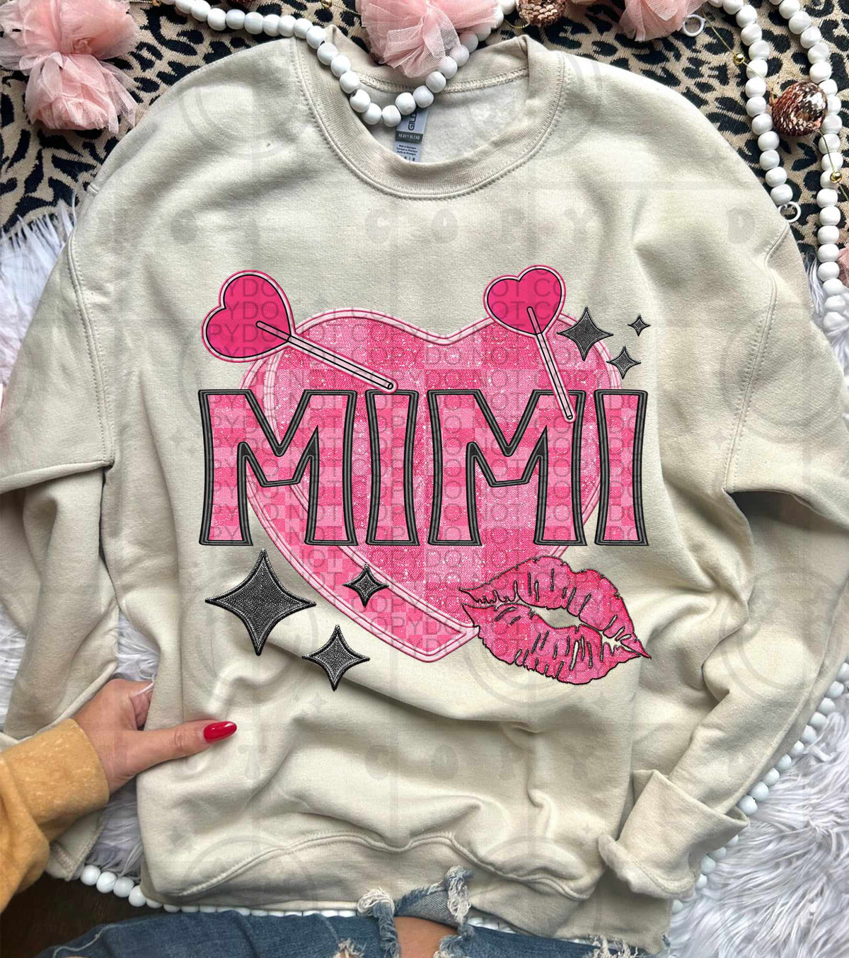 Mimi pink heart with suckers (HW) 75618 DTF transfer