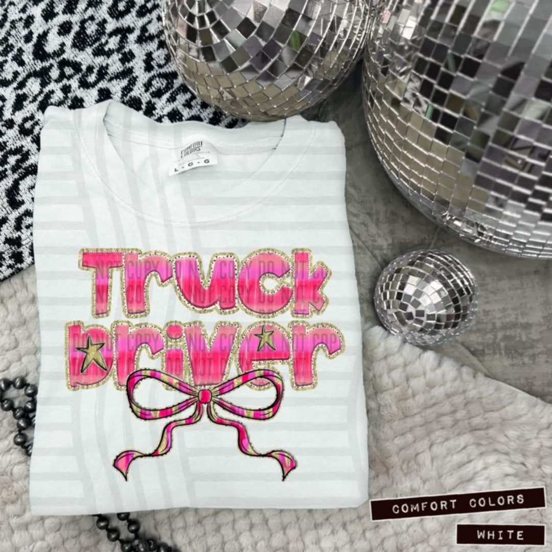 Truck driver pink with bow (Caplinger) 100601 DTF transfer