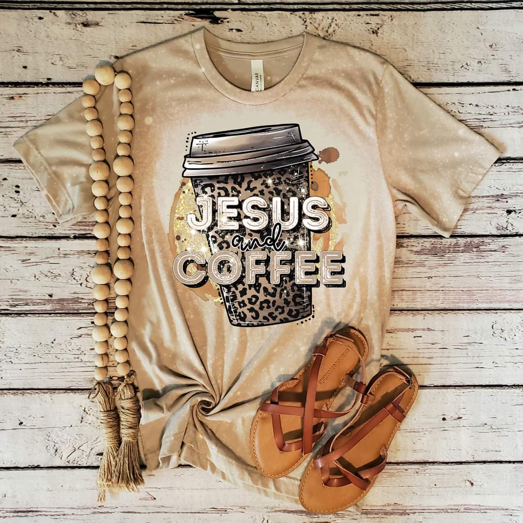 Jesus and coffee leopard cup 5030 DTF TRANSFER