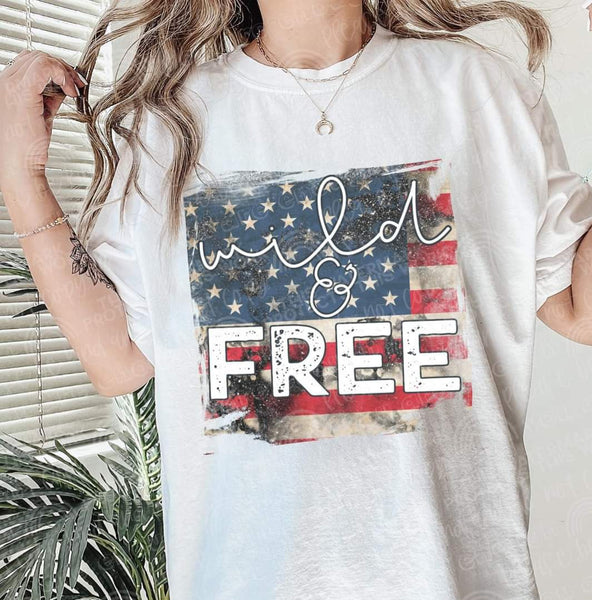 Wild and free American flag DTF TRANSFER