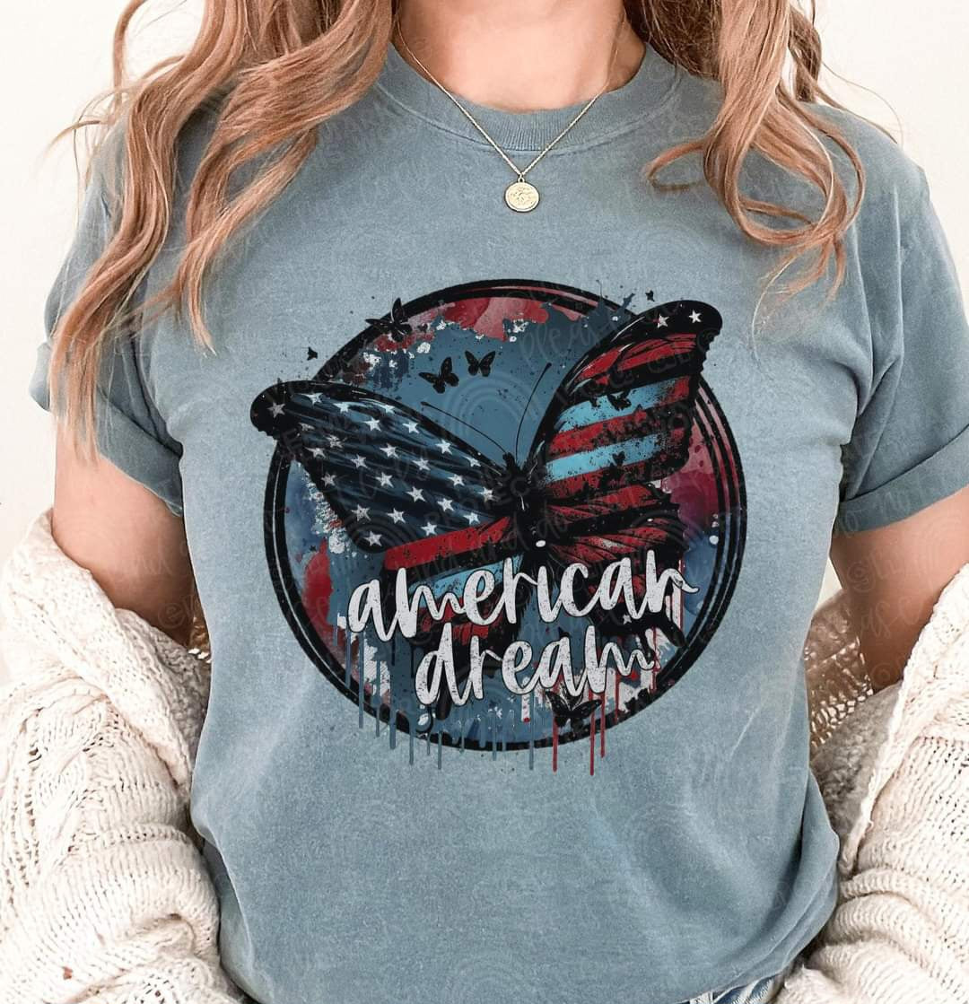 American dream circle butterfly DTF TRANSFER