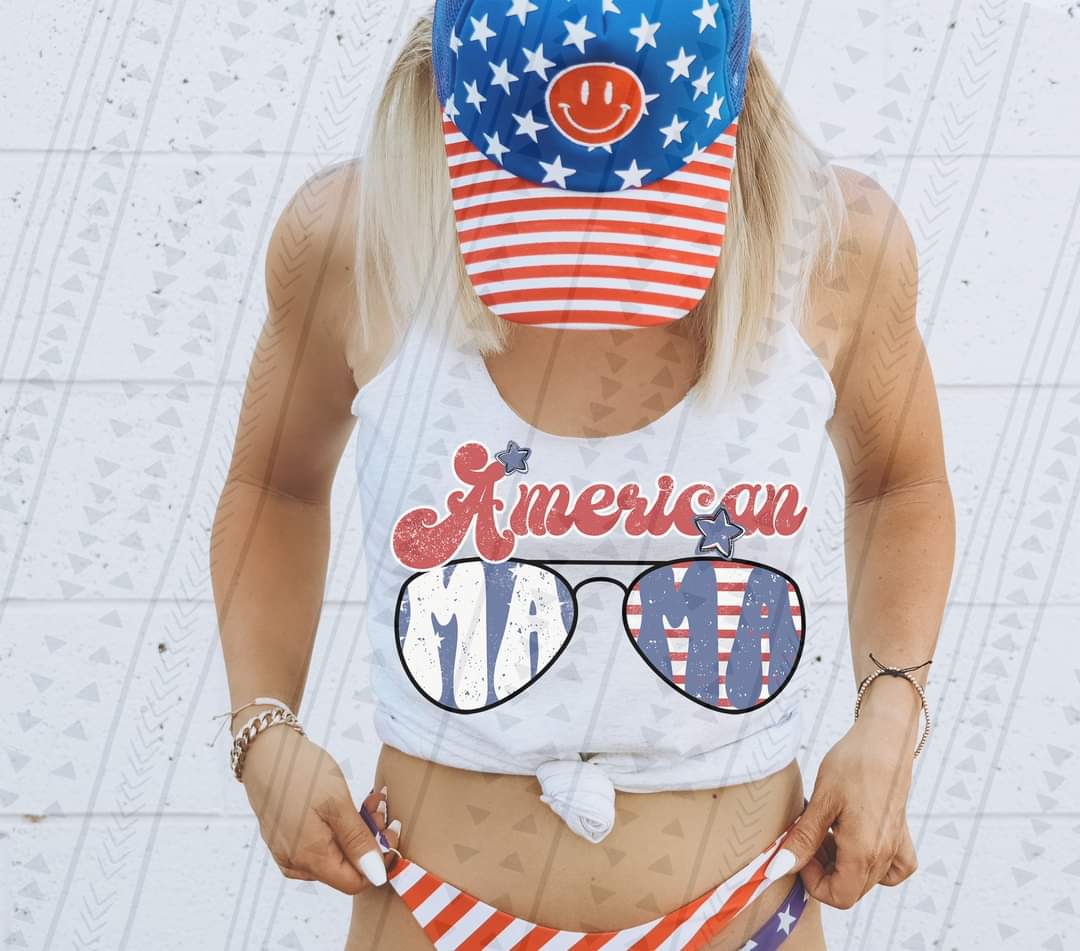 American Mama with shades DTF TRANSFER