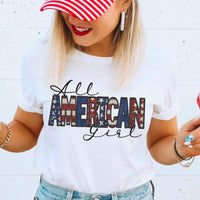 All American Girl (patriotic font in America) DTF Transfer