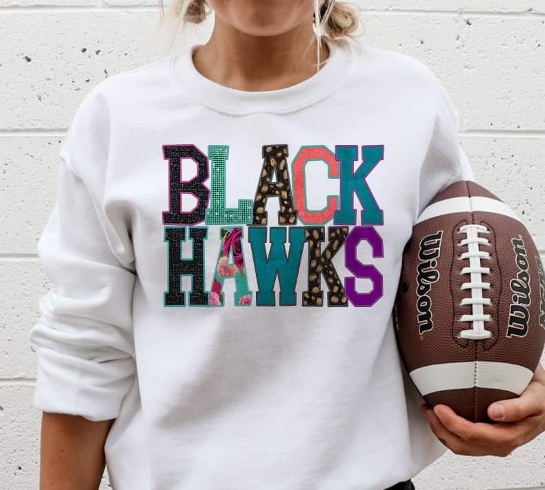 Black hawks embrodiery 8028 DTF transfer