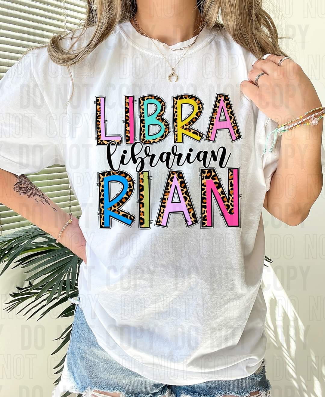 Librarian boho leopard DTF transfer