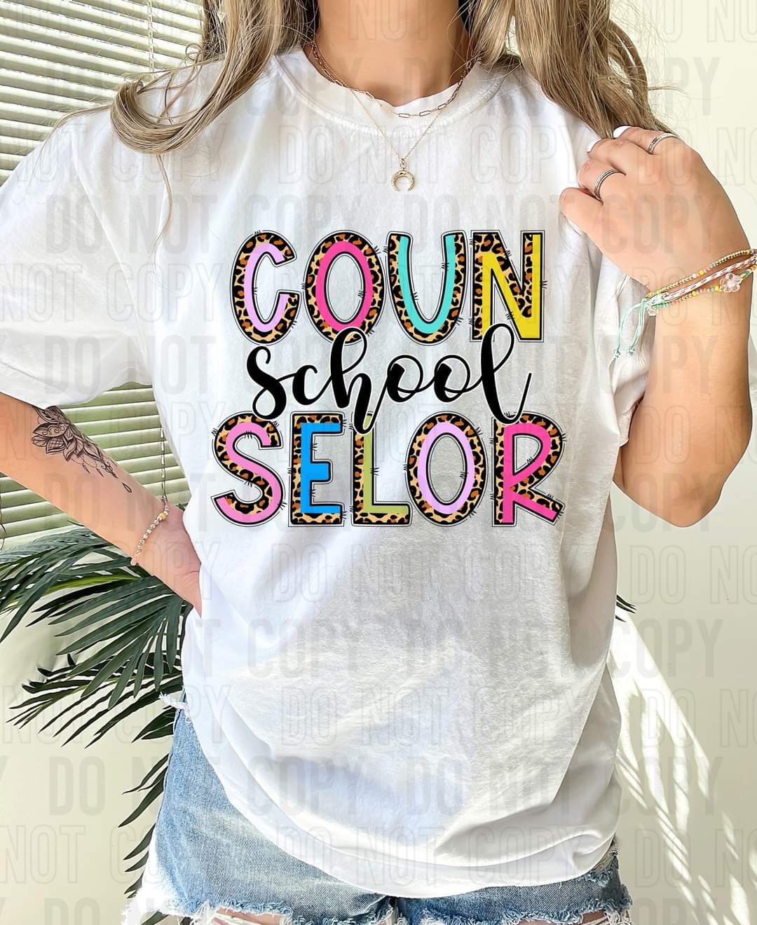 School counselor boho leopard DTF transfer
