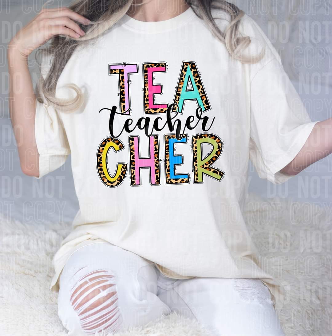 Teacher boho leopard DTF transfer
