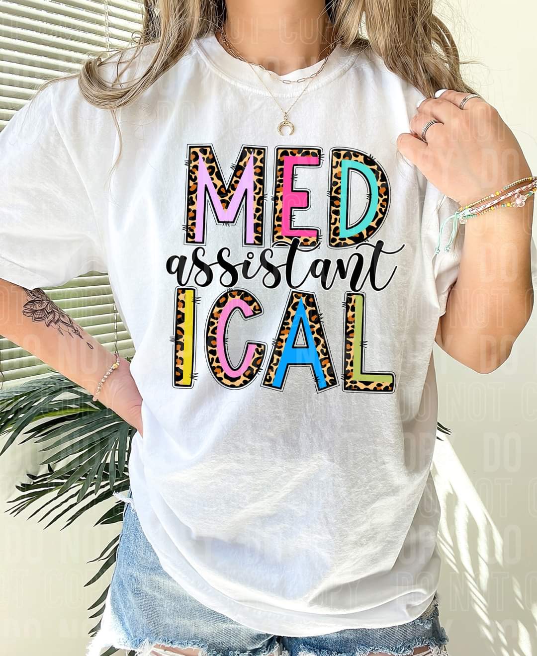 Medical assistant boho leopard DTF transfer