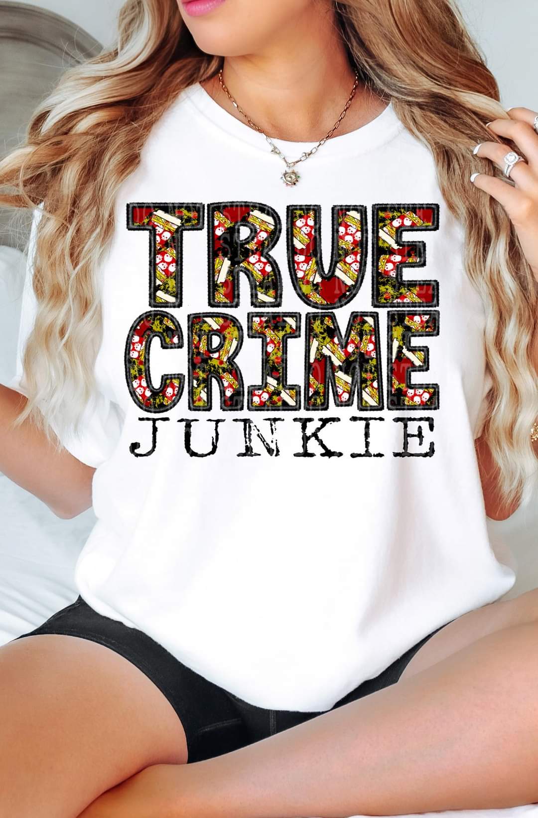 True crime junkie embroidery  (lyttle) DTF transfer