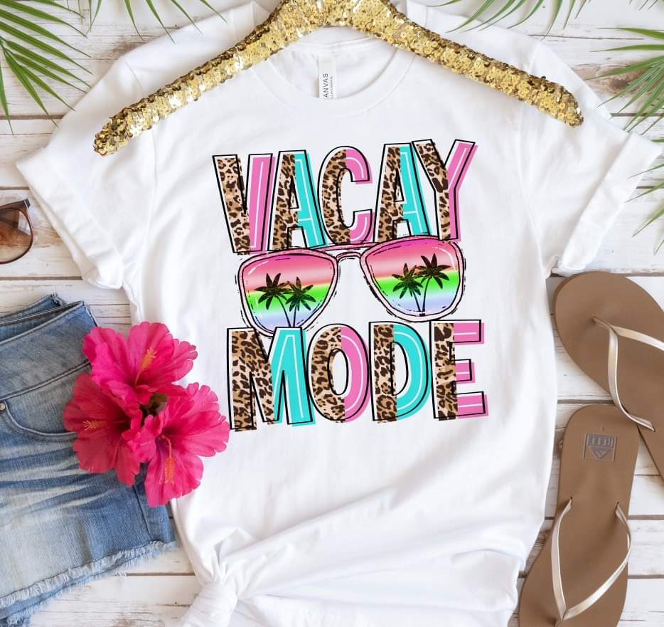 Vacay mode shades leopard colorful DTF transfer