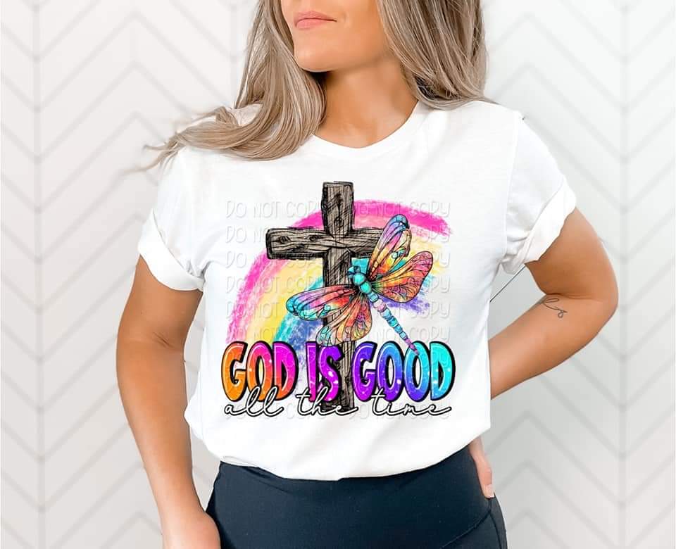 God is good all the time cross colorful DTF TRANSFER