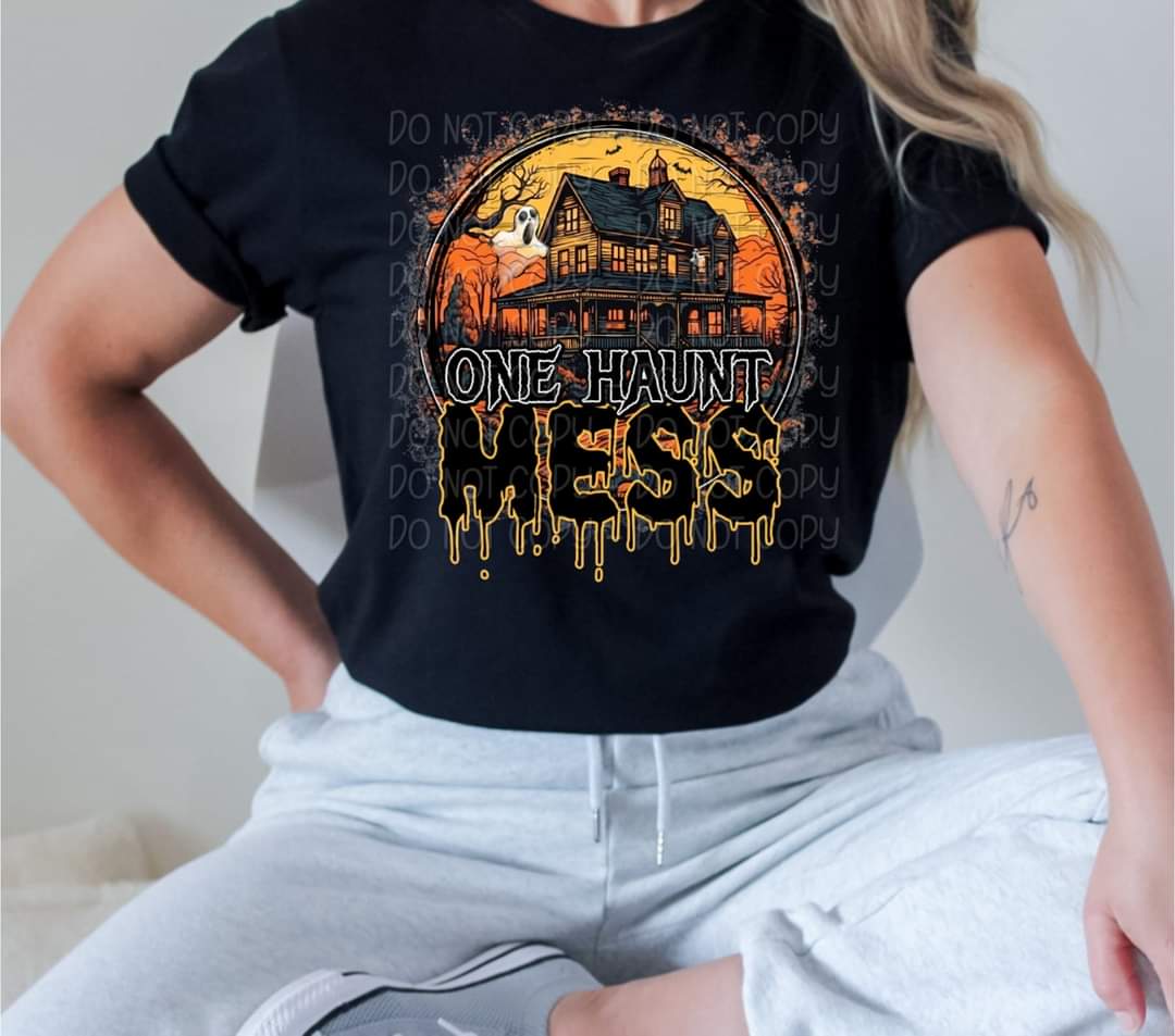 One haunt mess spooky circle 10081 DTF TRANSFER