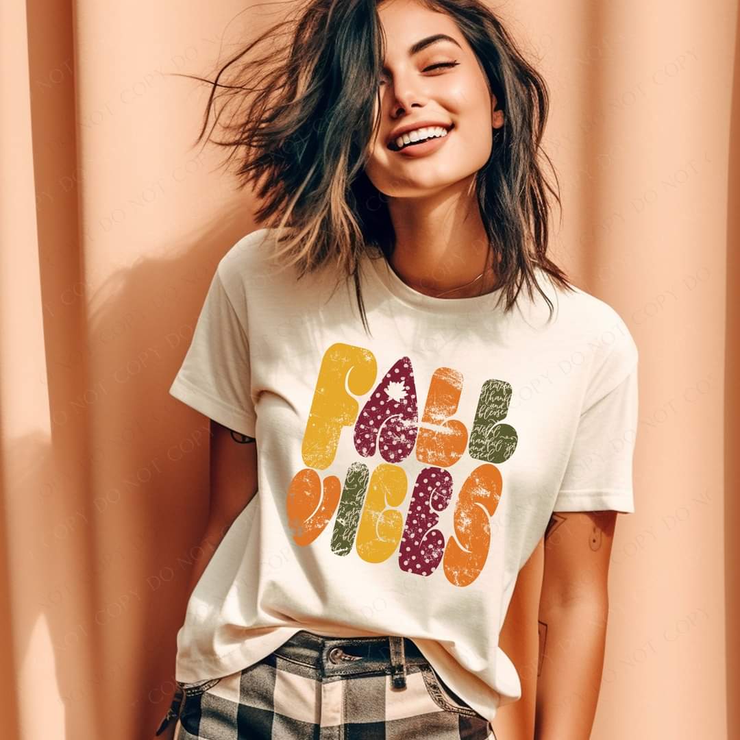 Fall vibes retro DTF TRANSFER