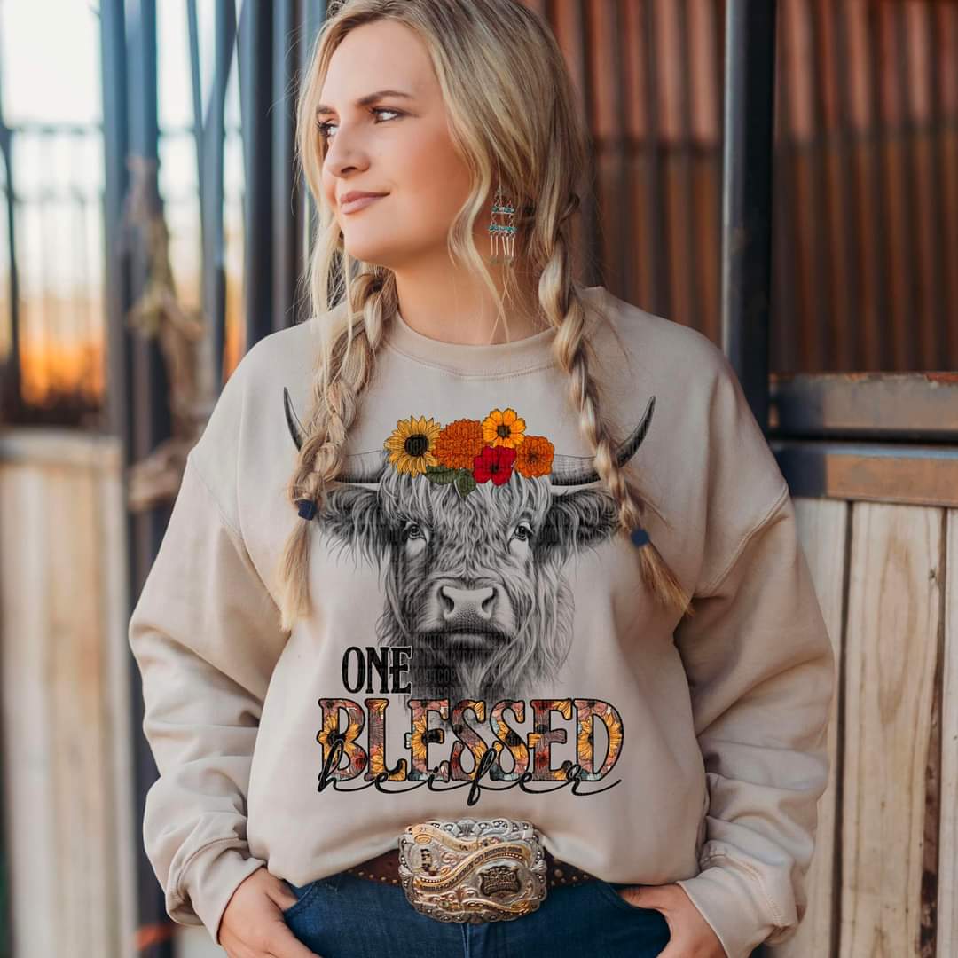 One blessed heifer shaggy cow 1838 DTF TRANSFER