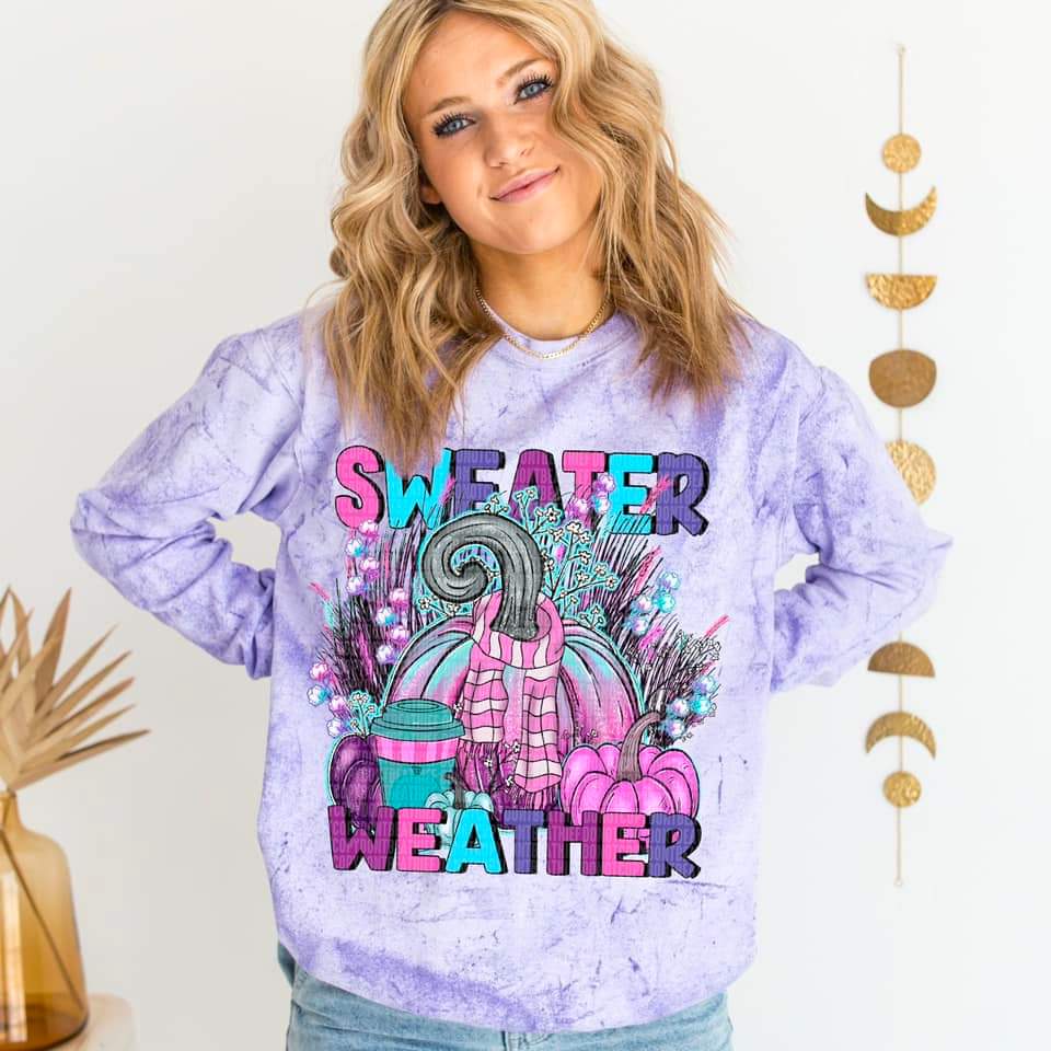 Sweater weather colorful pumpkins DTF TRANSFER