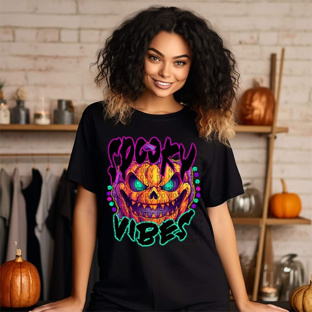 Spooky vibes (scary pumpkin) DTF TRANSFER