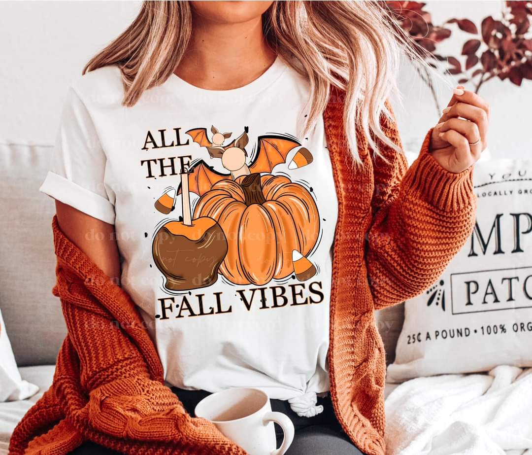 All the fall vibes bat apple pumpkin 5006 DTF TRANSFER
