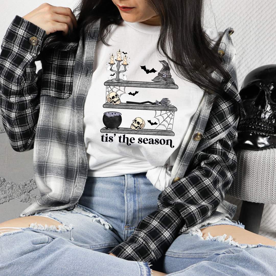 Tis' the season spooky BLACK items on shelves DTF TRANSFER