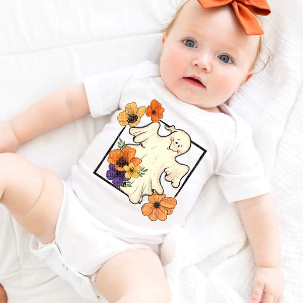 Ghost with flowers square 1833 DTF transfer