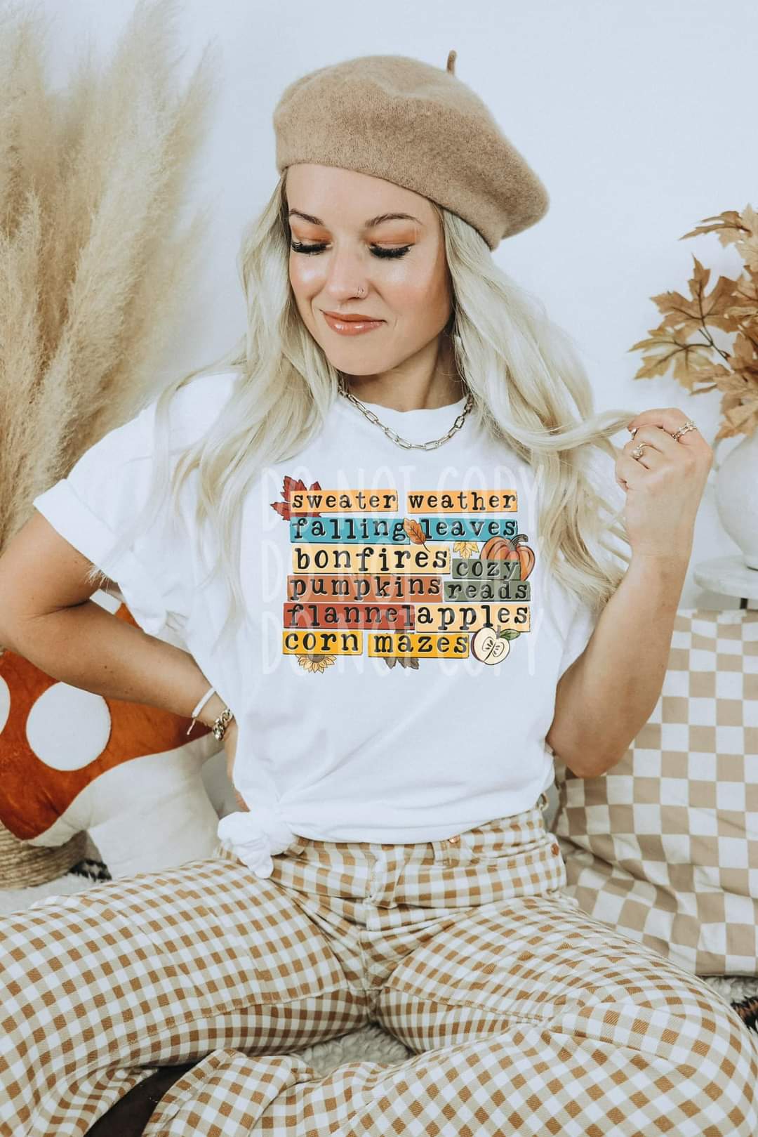 Sweater weather falling leaves bonfires cozy pumpkins reads flannel aples corn maze 2086 DTF TRANSFER