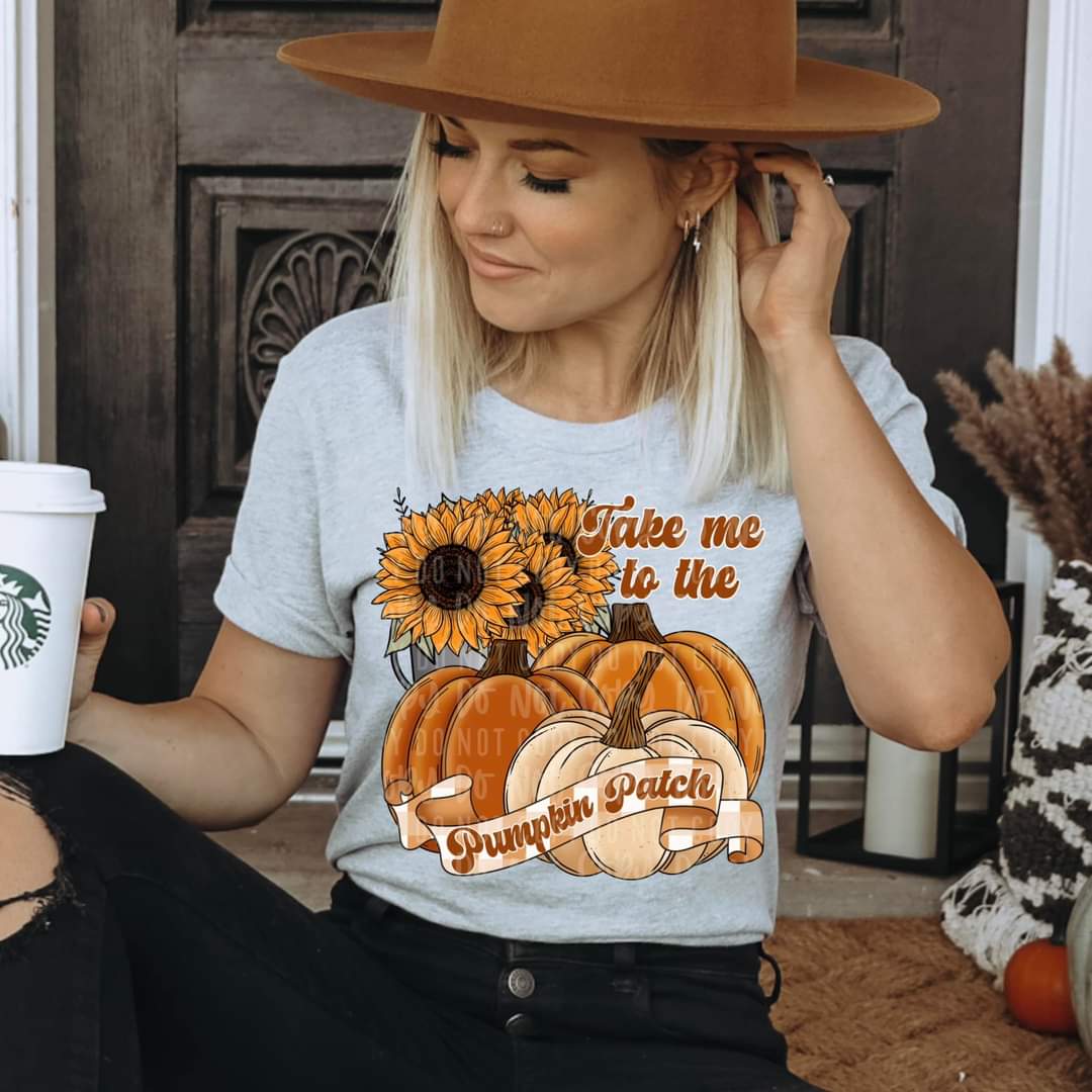 Take me to the pumpkin patch pumpkin trio sunflowers DTF Transfers
