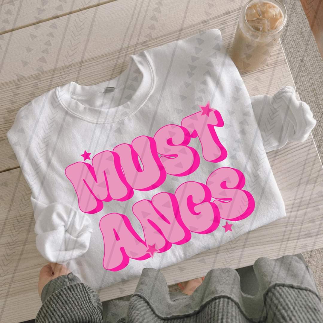 Preppy pink mustangs DTF TRANSFER