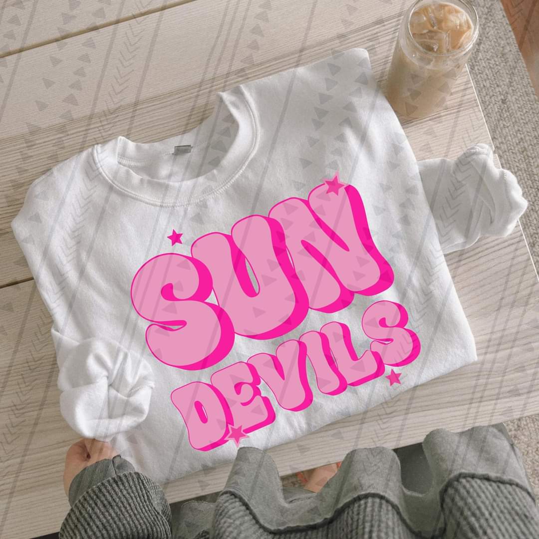 Preppy pink sun devils DTF TRANSFER