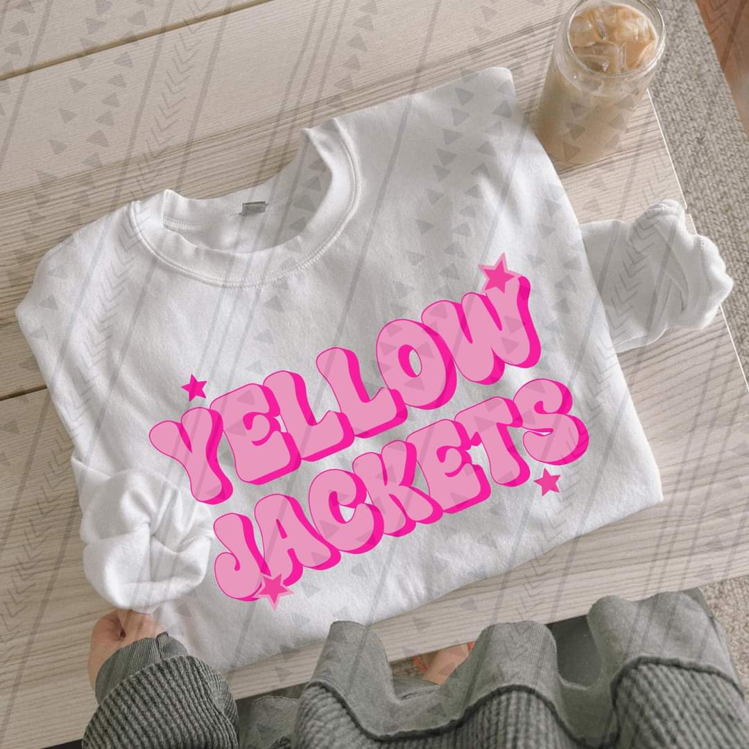 Preppy pink Yellow Jackets DTF TRANSFER