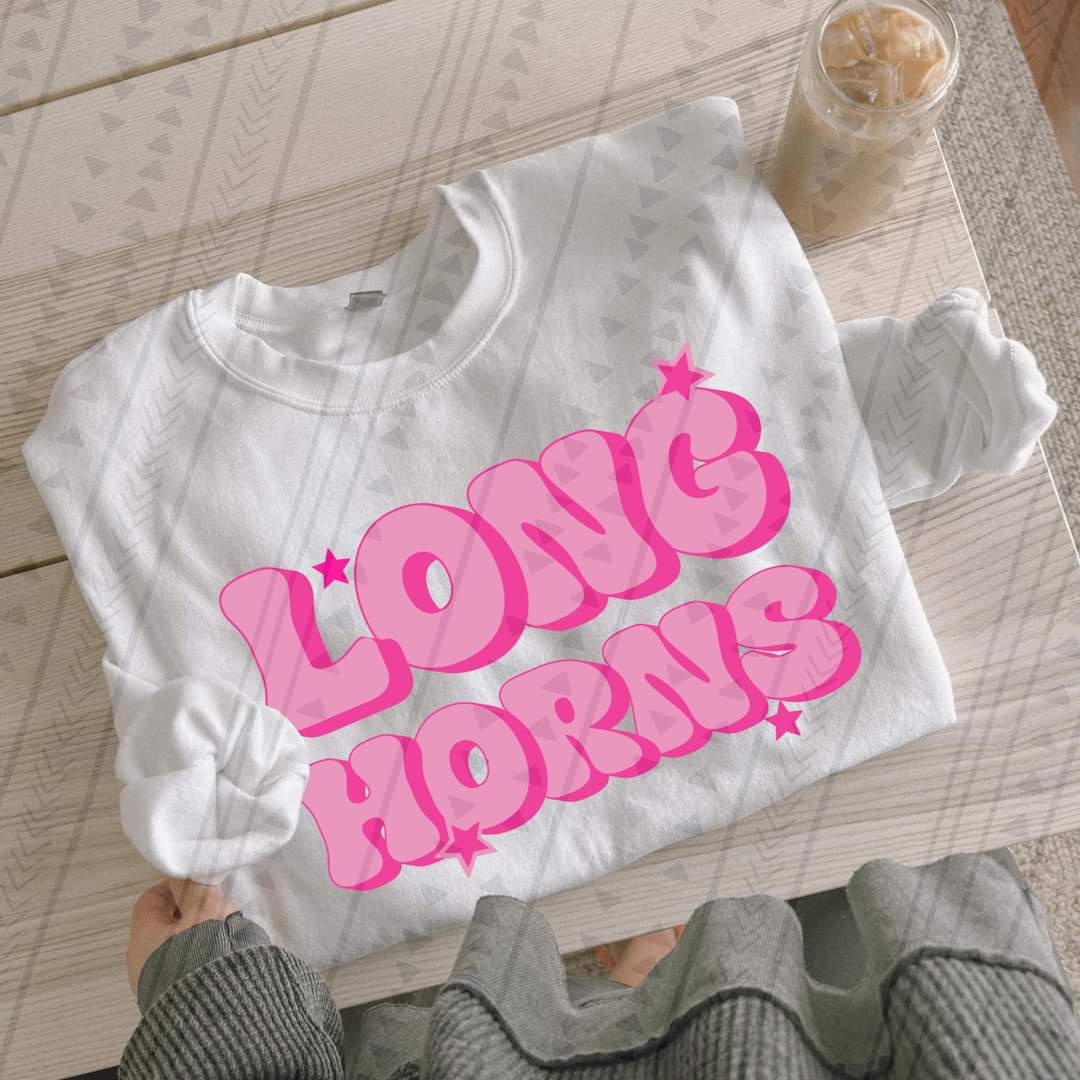 Preppy pink Long Horns DTF TRANSFER